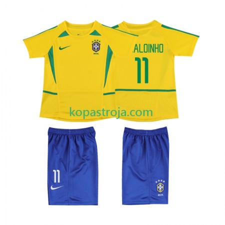 Billiga Fotbollströjor Brasilien RONALOINHO 11 Retro Barn Hemma tröja 2002 Kortärmad